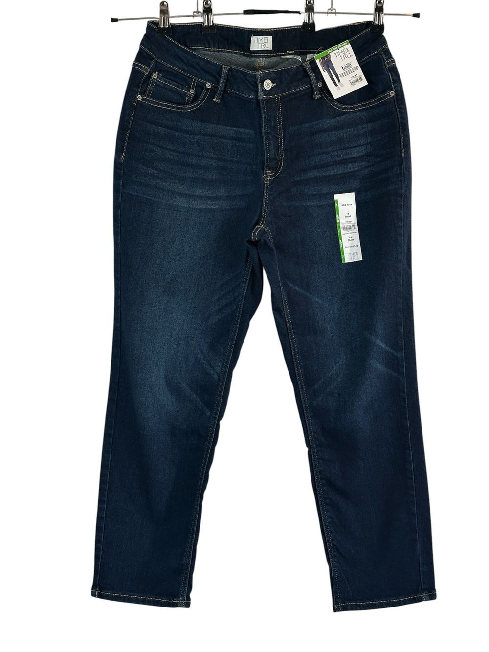 NWT Time and Tru Women’s Mid Rise Straight Leg Jeans Dark Wash Size 14